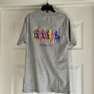 Polo‎ Ralph Lauren Multi Colored Big Pony Gray T-shirt Kids Size Small 8 Preppy
